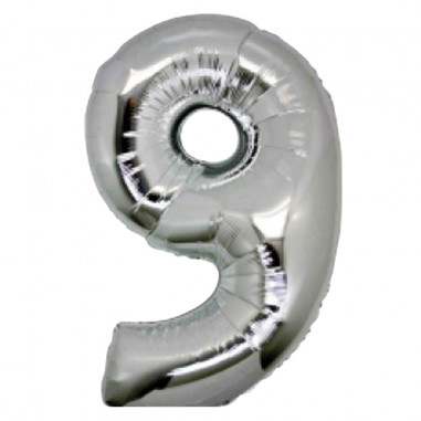 PALLONE 125cm. METALLTZZATO "9" ARGENTO