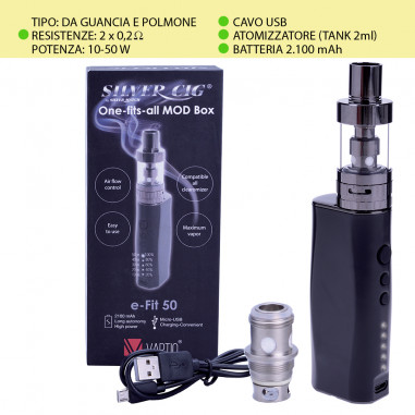 SIGARETTA EL. E-FIT 50W BLACK SILVER CIG