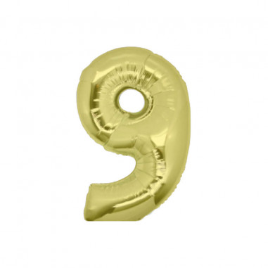PALLONE MYLAR 18cm. NUMERO 9 GOLD Pz.5