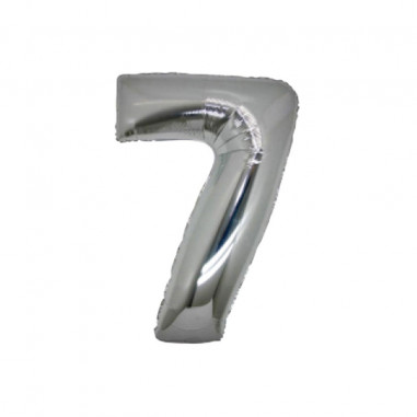 PALLONE MYLAR 18cm. NUMERO 7 SILVER Pz.5