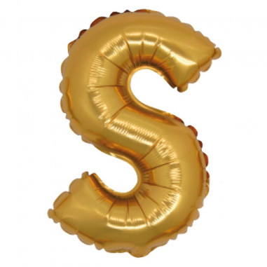 PALLONE MYLAR 18cm. LETTERA S GOLD Pz.5