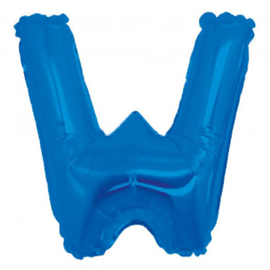 PALLONE MYLAR 18cm. LETTERA W BLU Pz.5