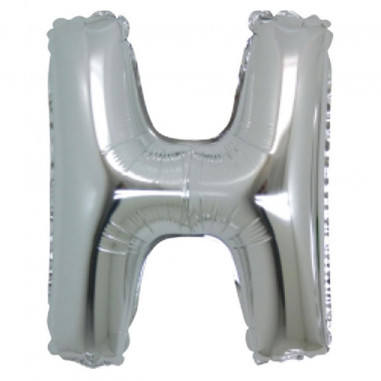 PALLONE MYLAR 18cm LETTERA H SILVER Pz.5